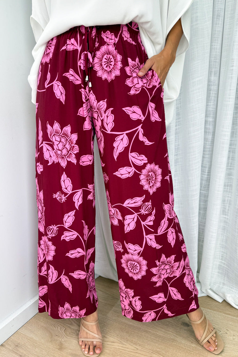 Addison Pants - Pink Multi Leaf - Image 2