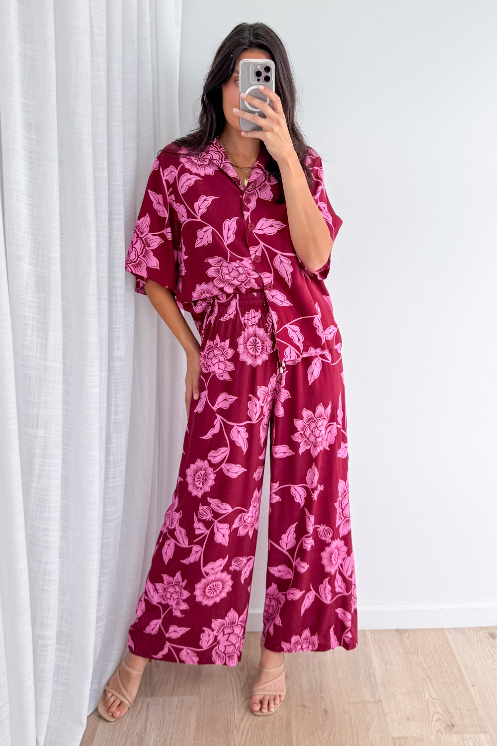 Addison Pants - Pink Multi Leaf - Image 3