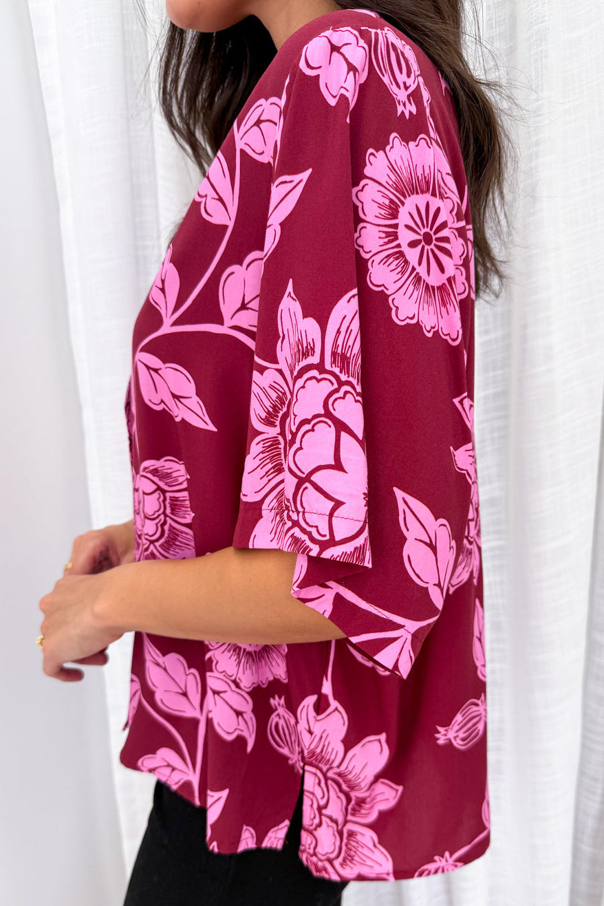 Addison Shirt - Pink Multi Leaf - Image 5