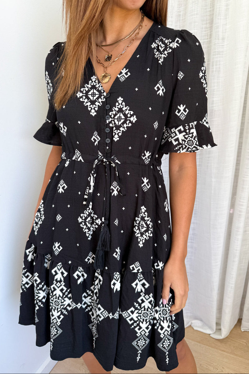 Adele Dress - Black White - Image 2