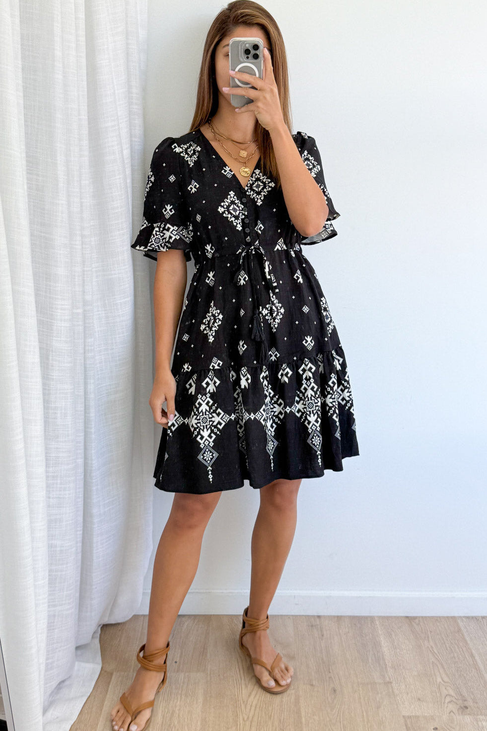 Adele Dress - Black White - Image 3