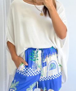 Bali Escape Shorts - Blue Villa Print