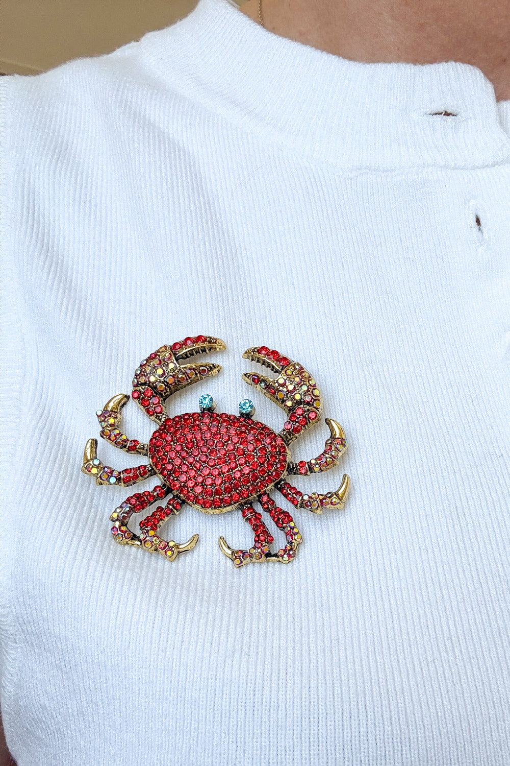 Bejewelled Crab Brooch - Red - Image 2