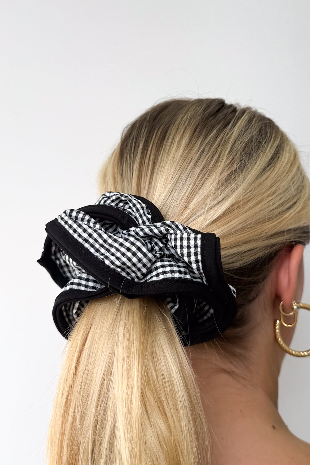 Bella Oversized Scrunchie - Black Gingham