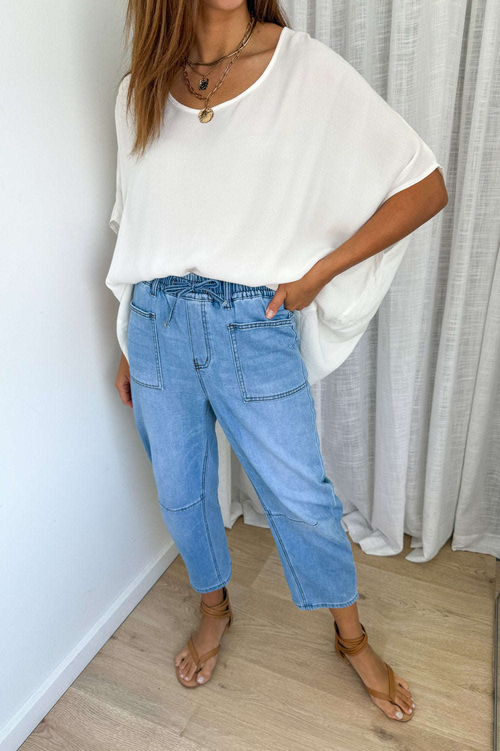 Camilla Crop Barrel Leg Jeans - Light Denim - Image 2