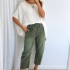 Camilla Crop Barrel Leg Jeans - Khaki Denim