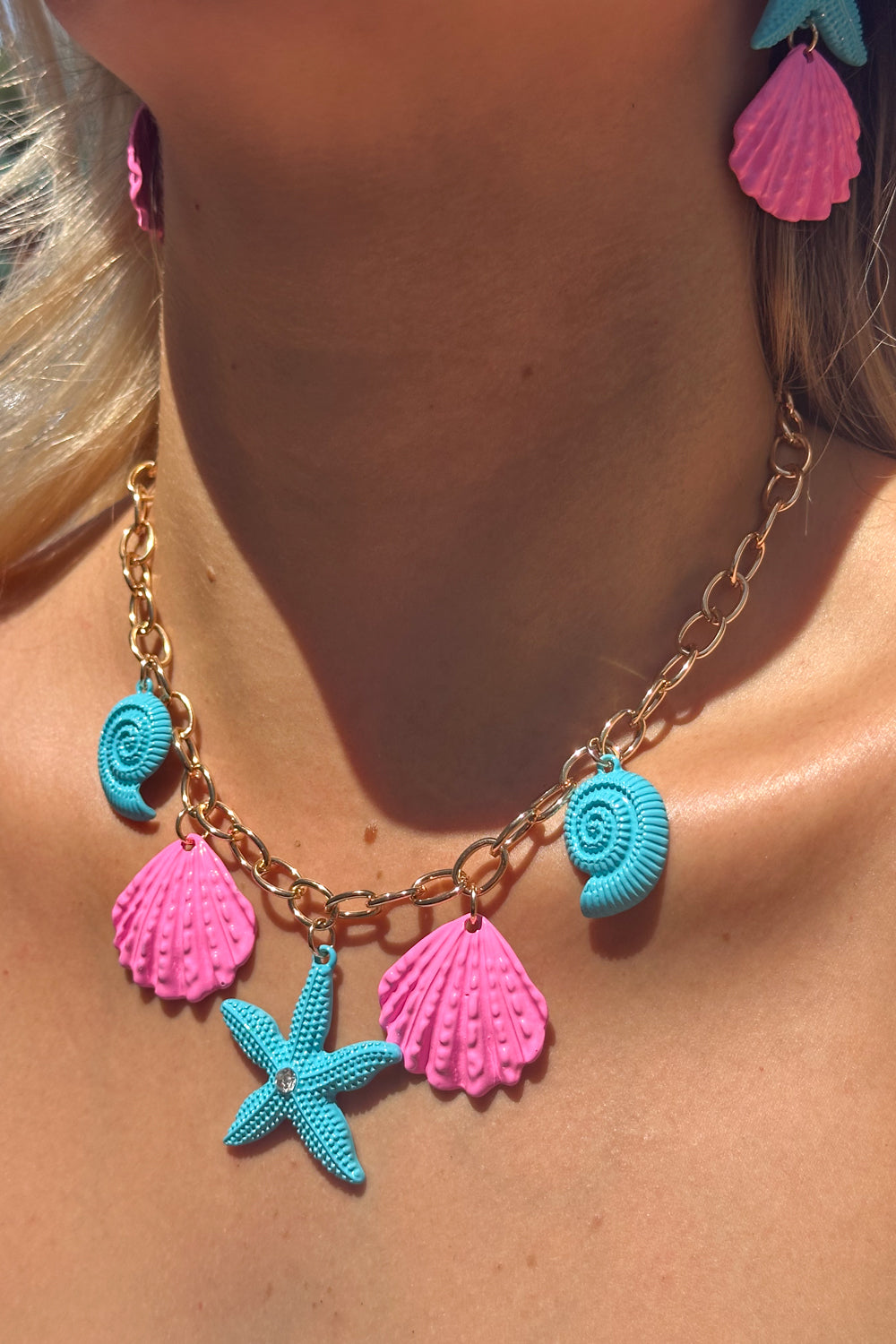 Cleo Charm Necklace - Aqua