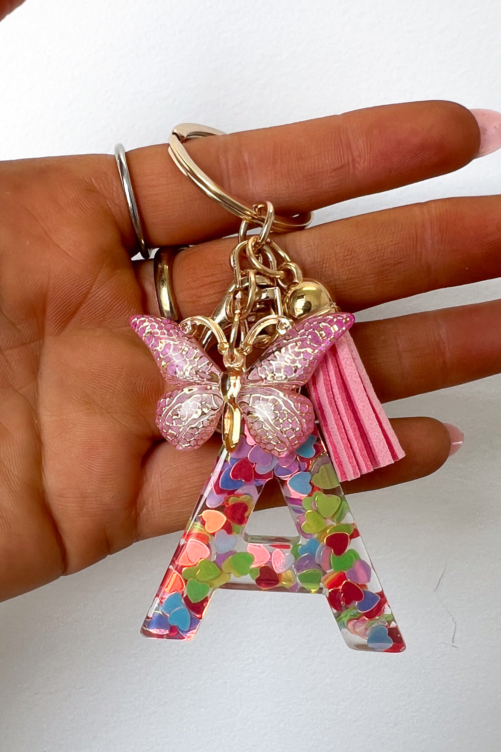 Confetti Initial Keyring - Pink Multi