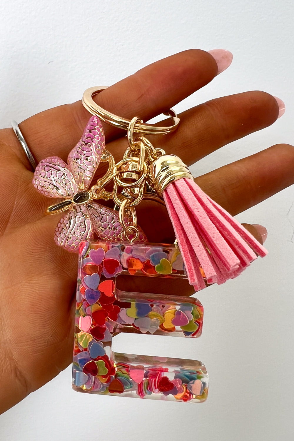 Confetti Initial Keyring - Pink Multi - Image 3