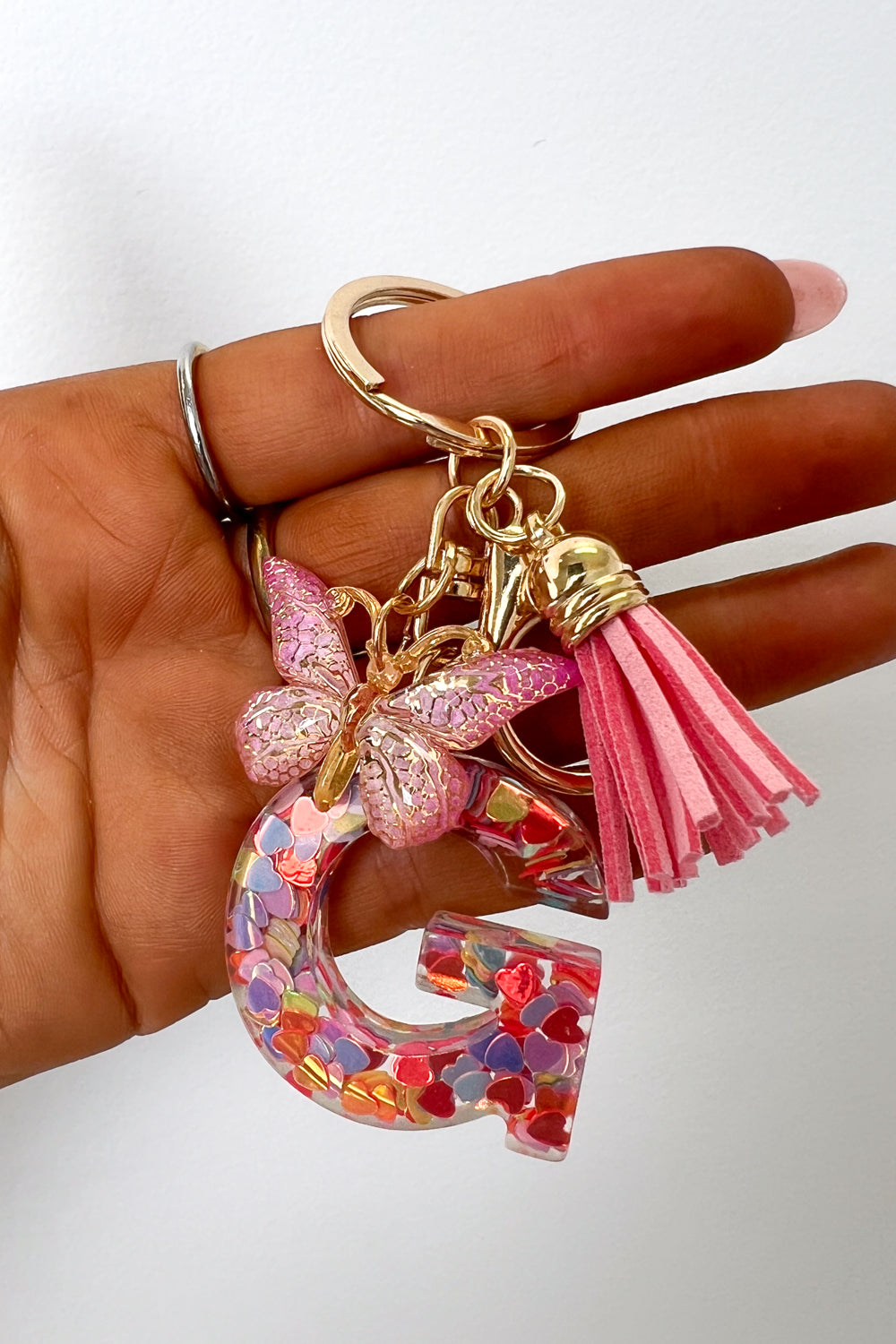 Confetti Initial Keyring - Pink Multi - Image 5