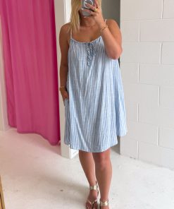 Cove Dress - Blue White Stripe