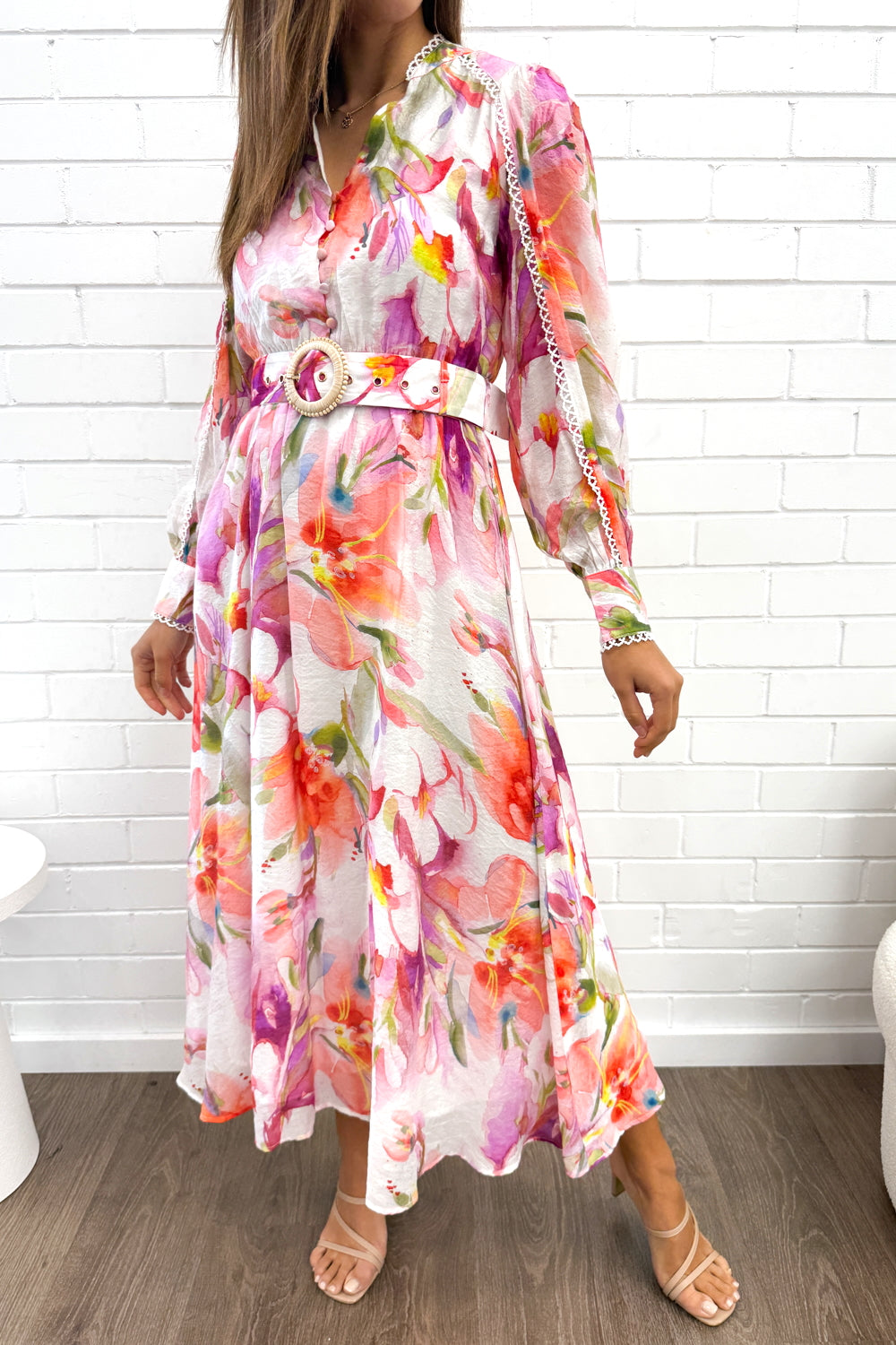 Delilah Dress - Peach Purple Floral - Image 3