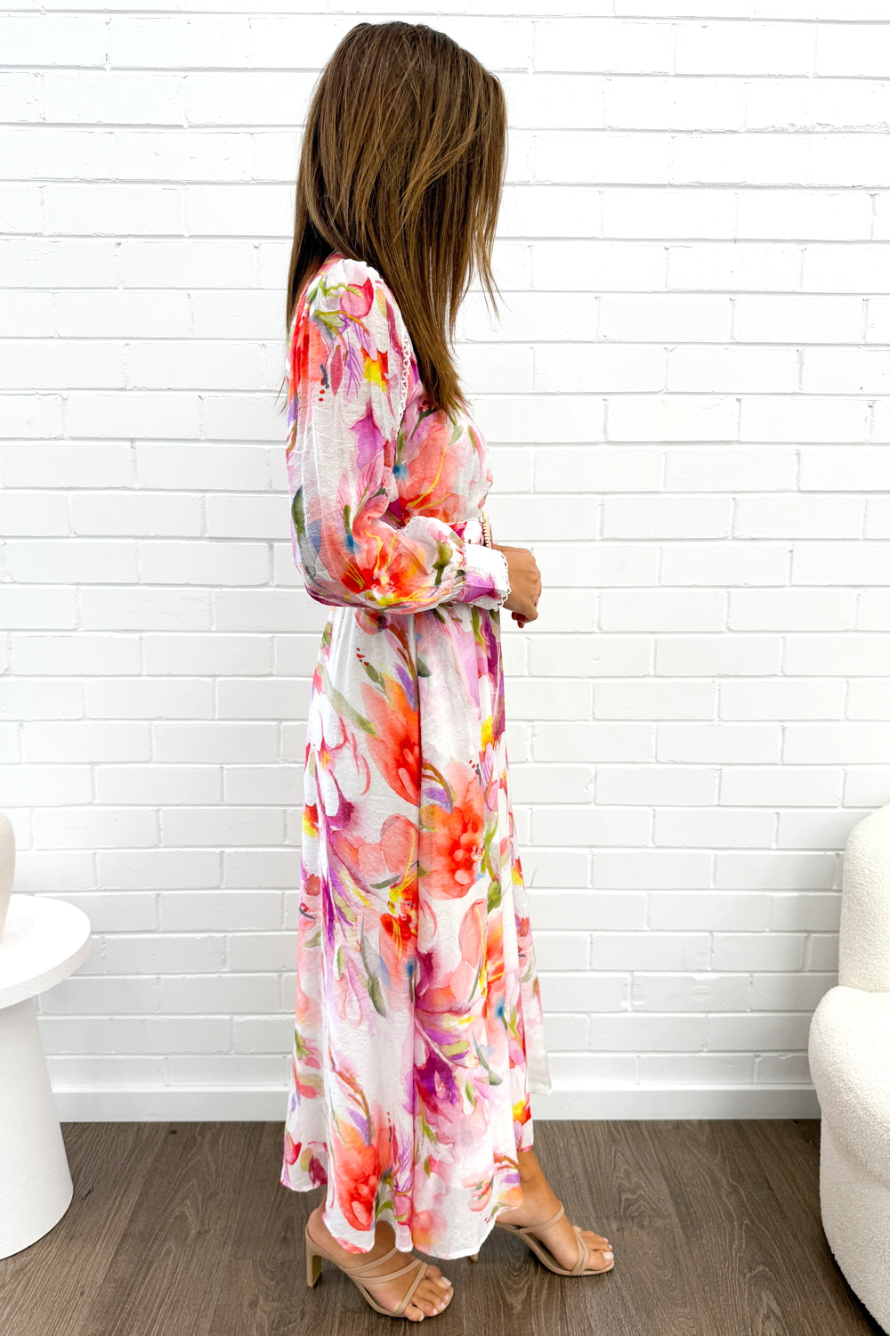 Delilah Dress - Peach Purple Floral - Image 5