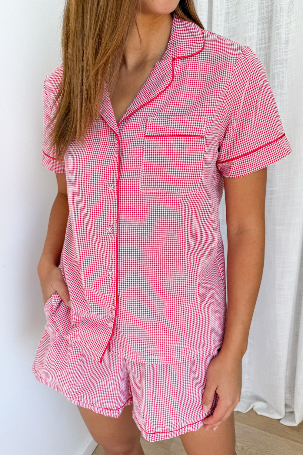 Dreamers Short Sleep Set - Red Gingham - Image 4