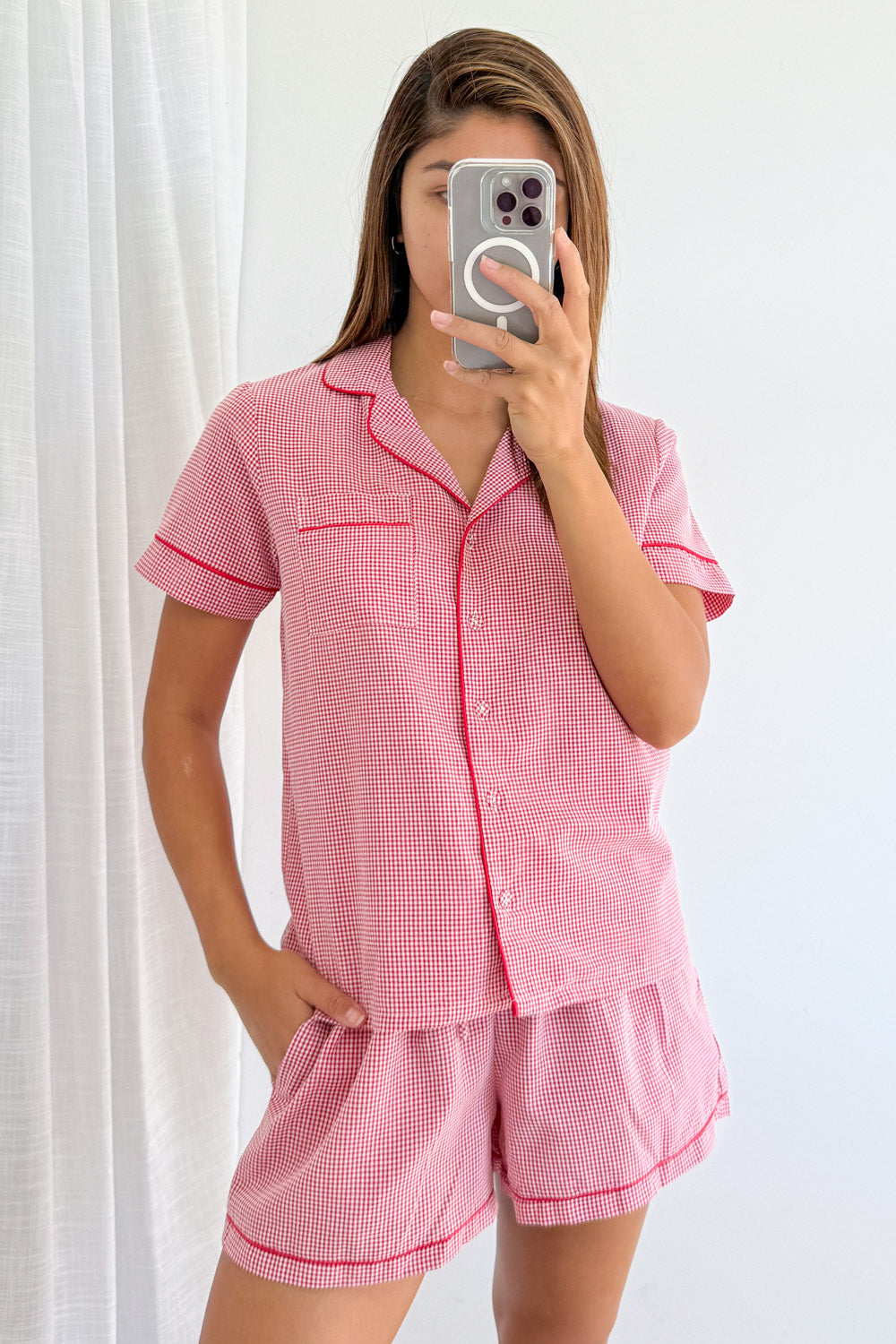 Dreamers Short Sleep Set - Red Gingham - Image 2