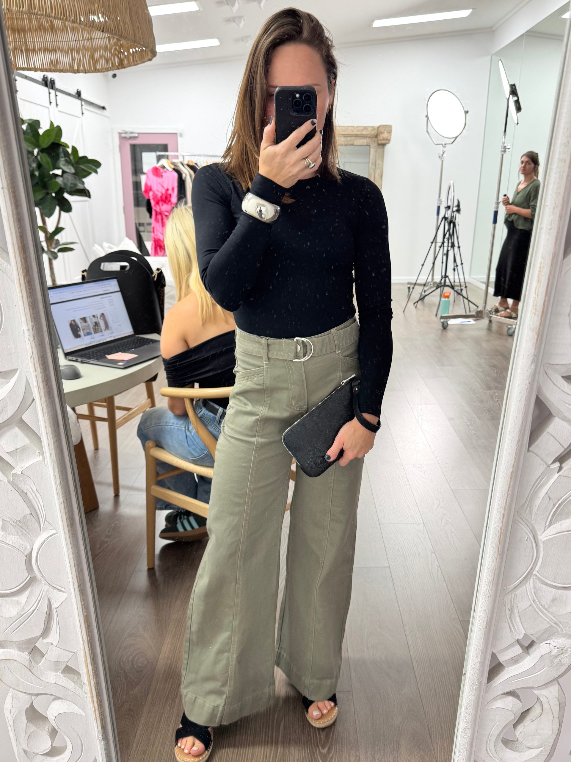 Penny Wide Leg Jeans - Khaki Denim - Image 2