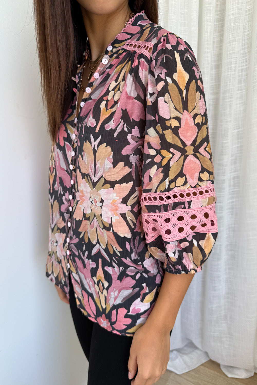 Florence Fields Blouse - Pink Amber Leaf - Image 5