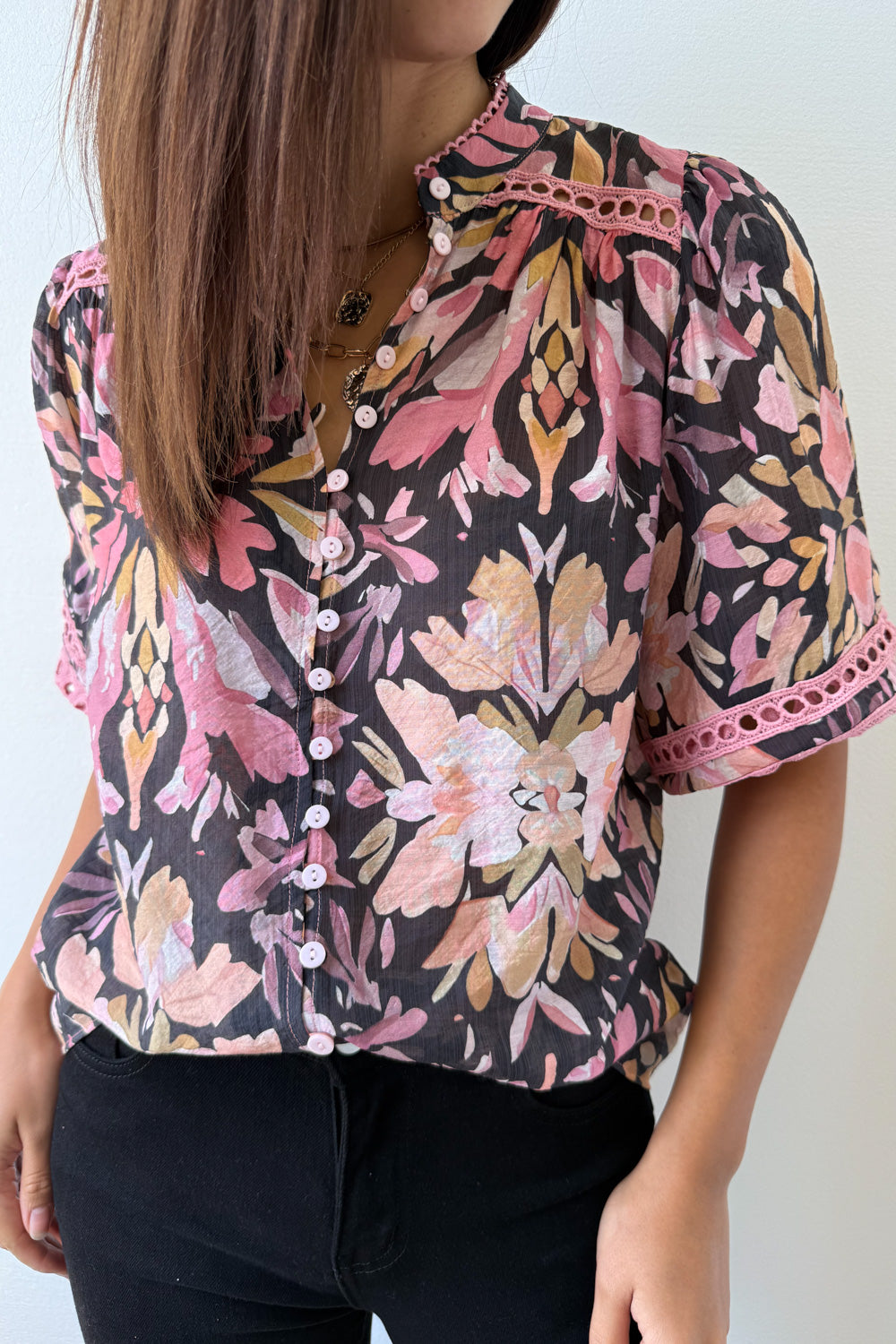 Florence Fields Blouse - Pink Amber Leaf - Image 2