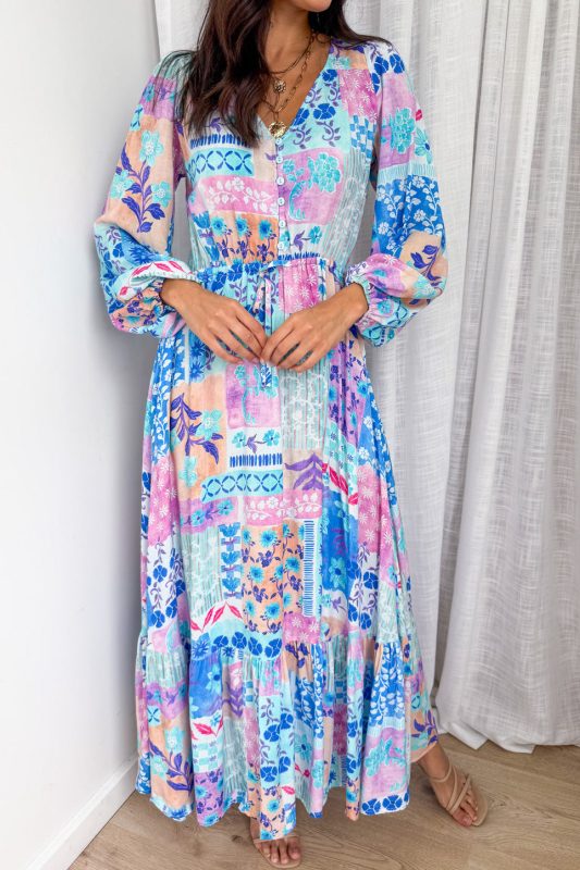 Heather Dress - Blue Patchwork