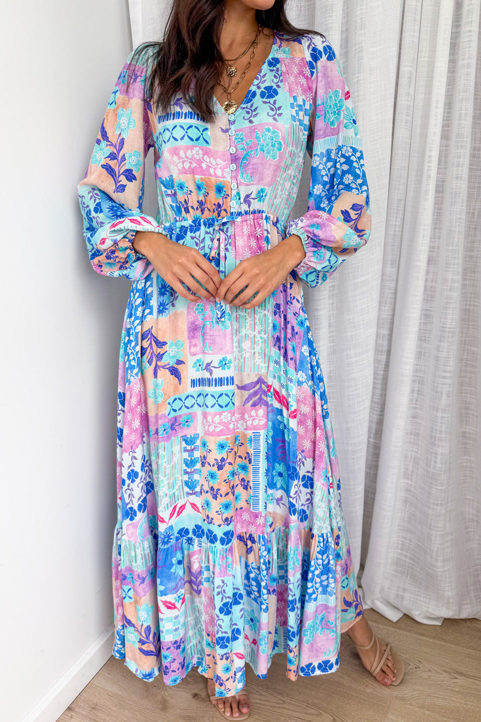 Heather Dress - Blue Patchwork