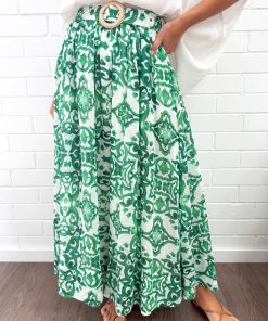Ivy Skirt - Green White Tile