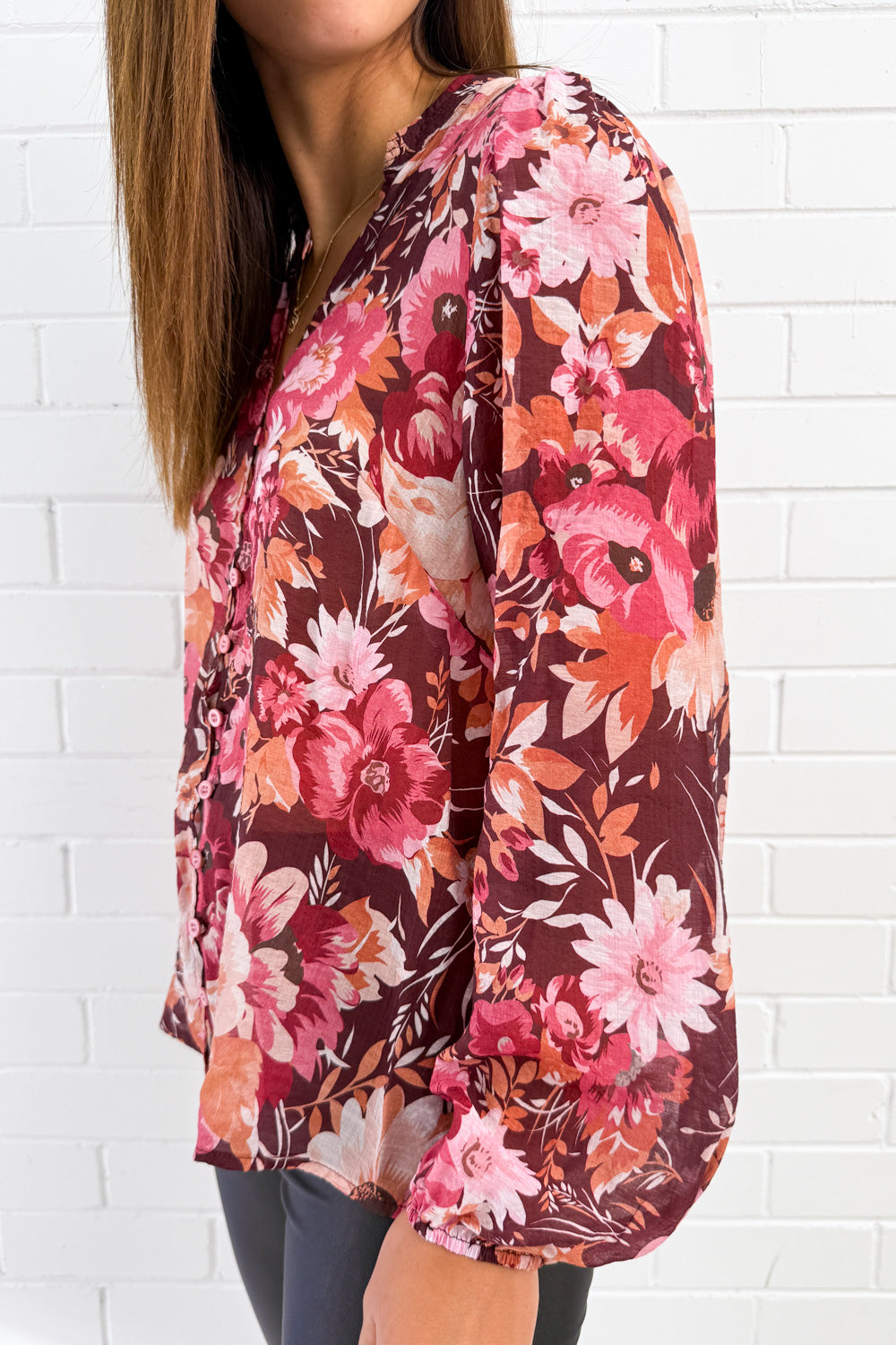 Judy Shirt - Burgundy Floral - Image 4