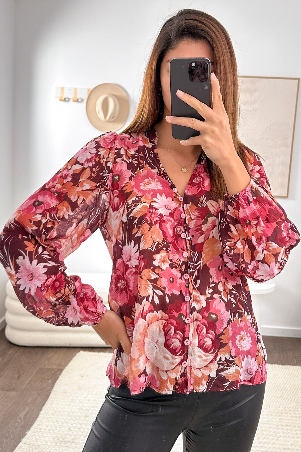 Judy Shirt - Burgundy Floral