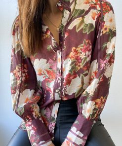 Julie Shirt - Burgundy Floral