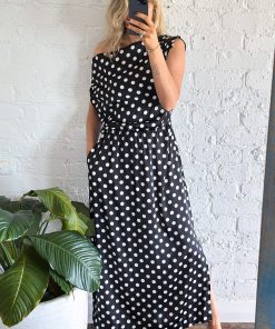 Kensington Eve Dress - Black White Spot