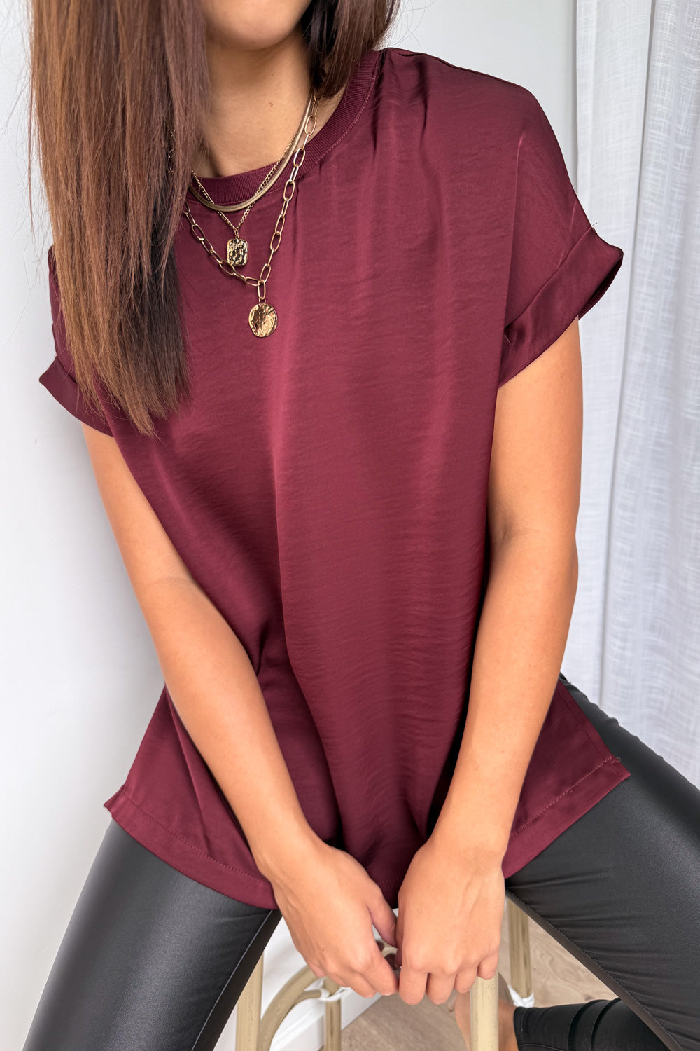 Khloe Satin Tee - Image 3