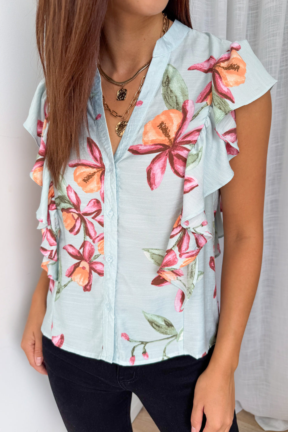 Kora Blouse - Blue Floral - Image 4