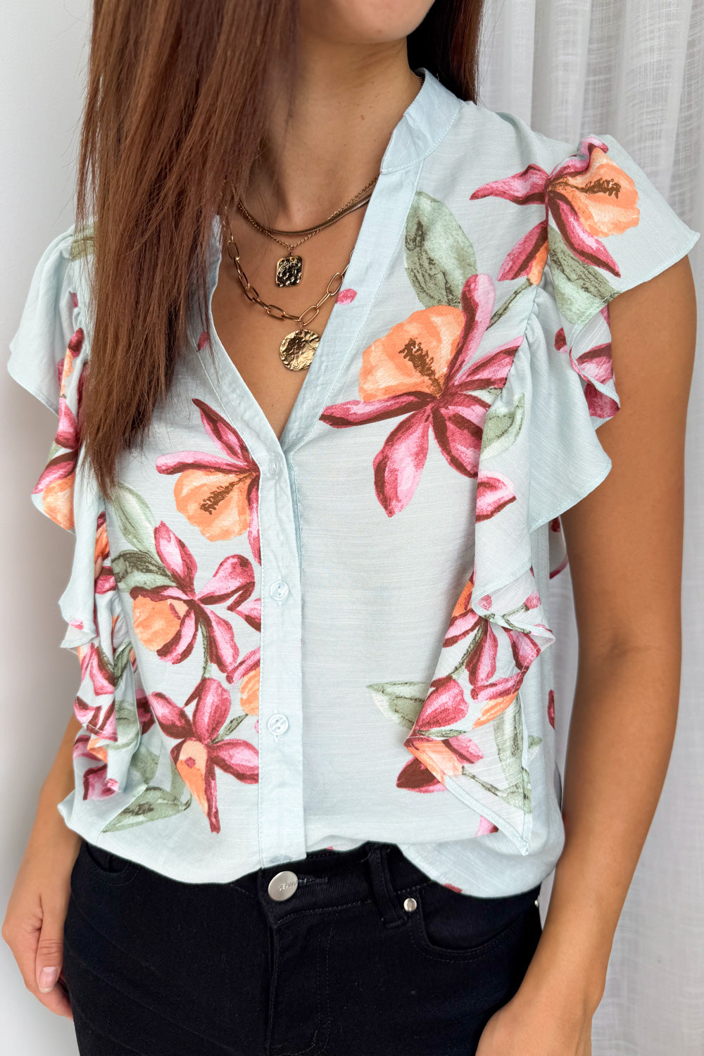 Kora Blouse - Blue Floral - Image 3