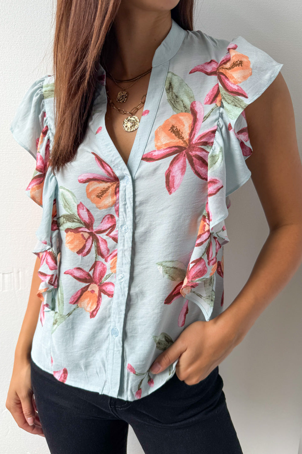 Kora Blouse - Blue Floral - Image 2