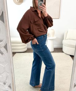 Leorene Wide Leg Petite Jeans - Mid Denim