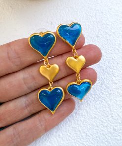 Luna Love Heart Earrings - Ocean Blue