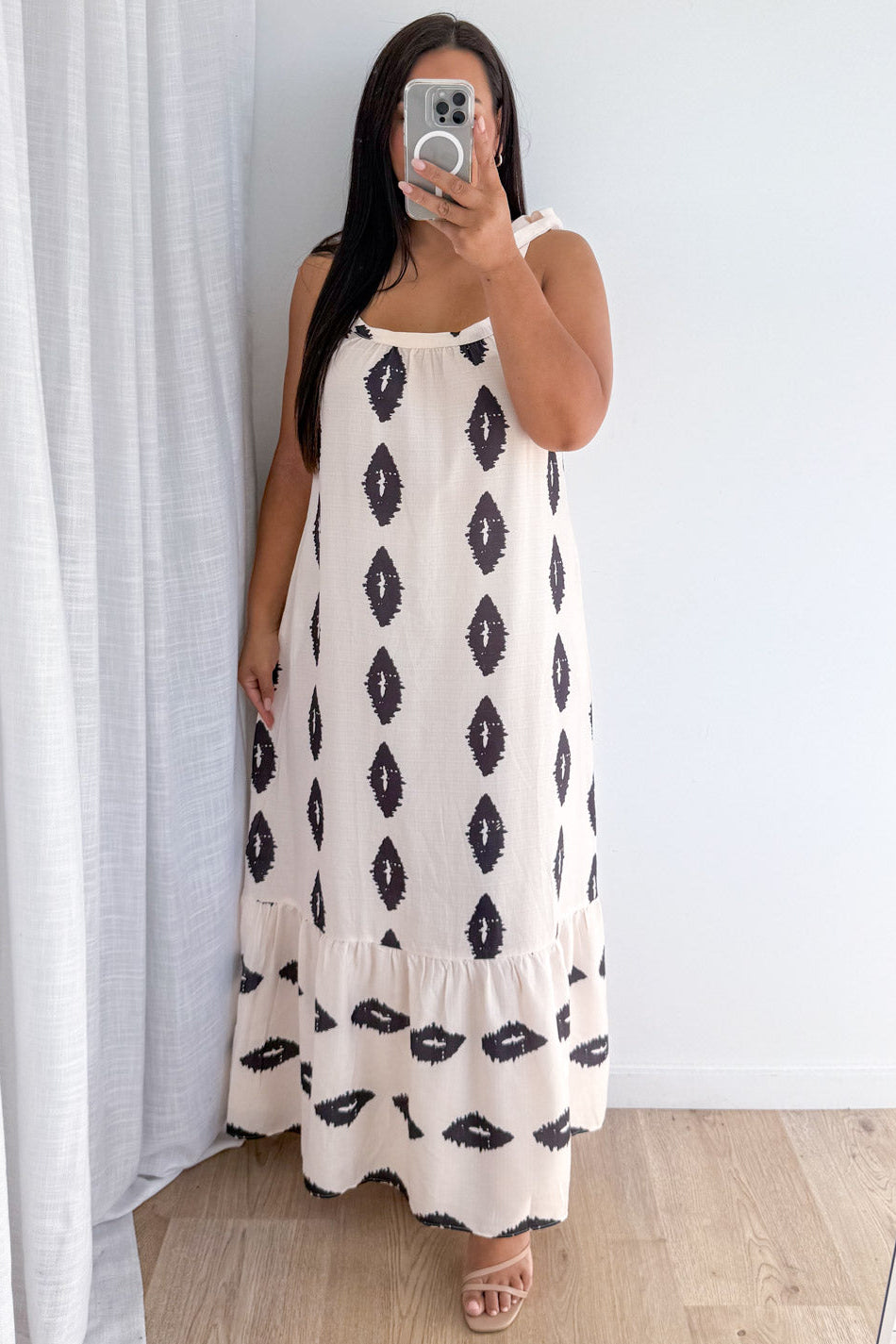 Luna Moon Dress - Cream Black Geo