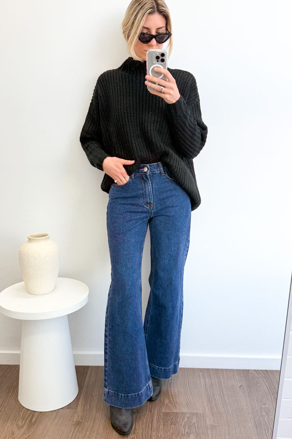 Maggie High Rise Wide Leg Denim Jeans