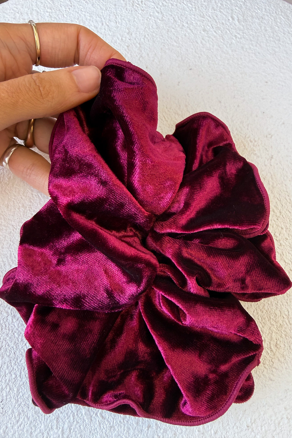 Maple Velour Oversized Scrunchie - Merlot - Image 4