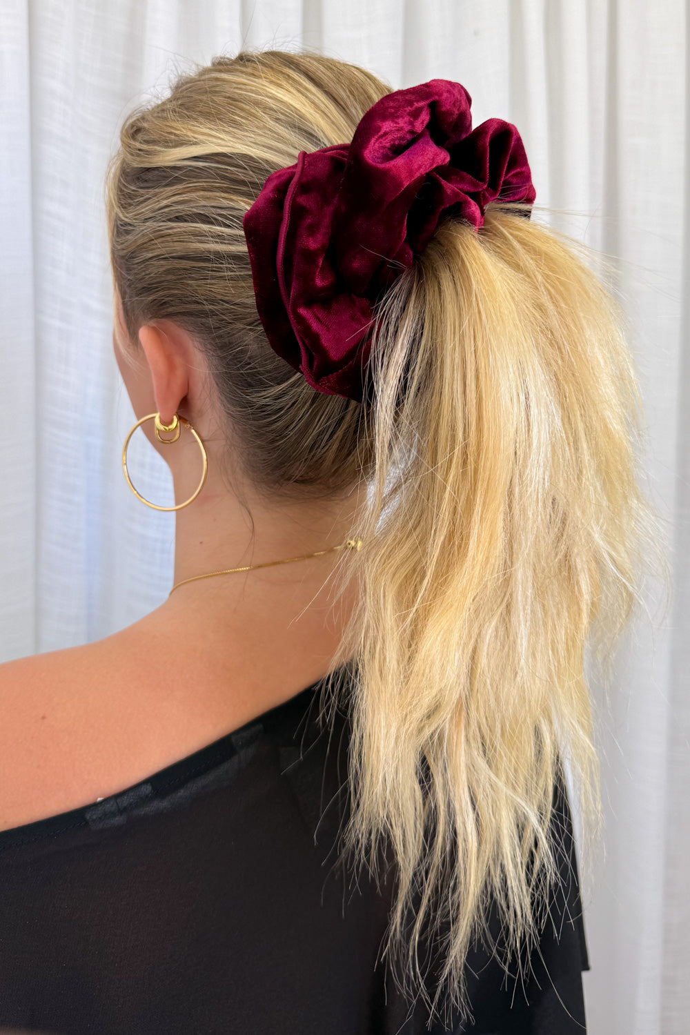 Maple Velour Oversized Scrunchie - Merlot