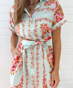 Marbella Tile Dress - Blue Blush Floral