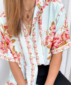 Marbella Tile Shirt - Blue Blush Floral