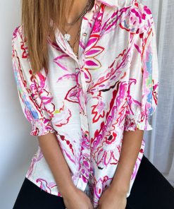 Melody Blouse - Pink Paisley Floral