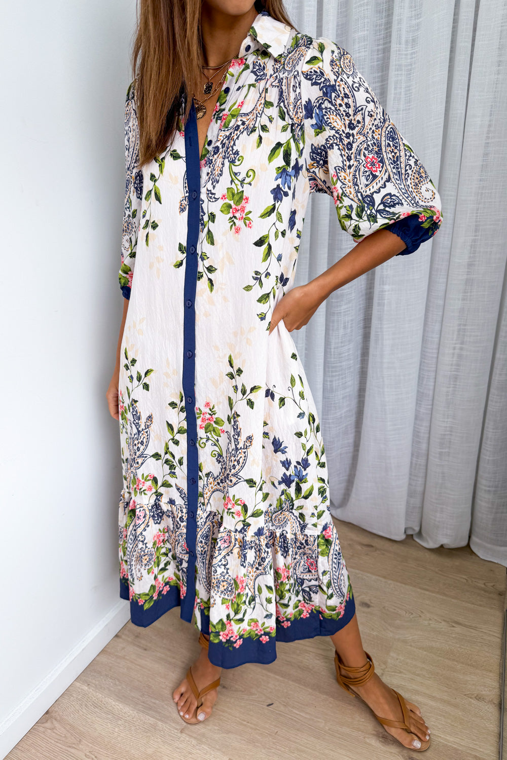 Mira Dress - Navy Paisley Floral - Image 2
