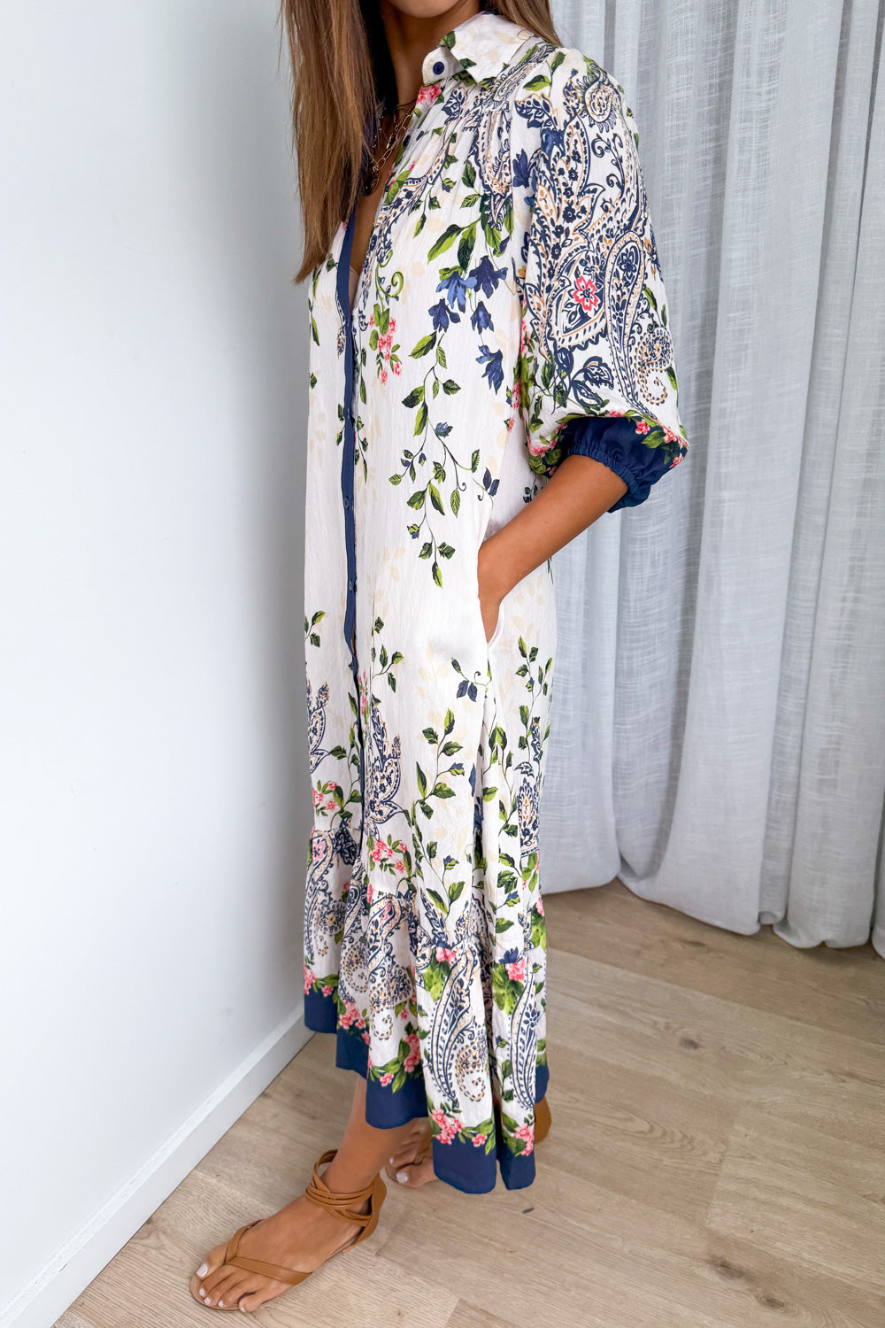 Mira Dress - Navy Paisley Floral - Image 4