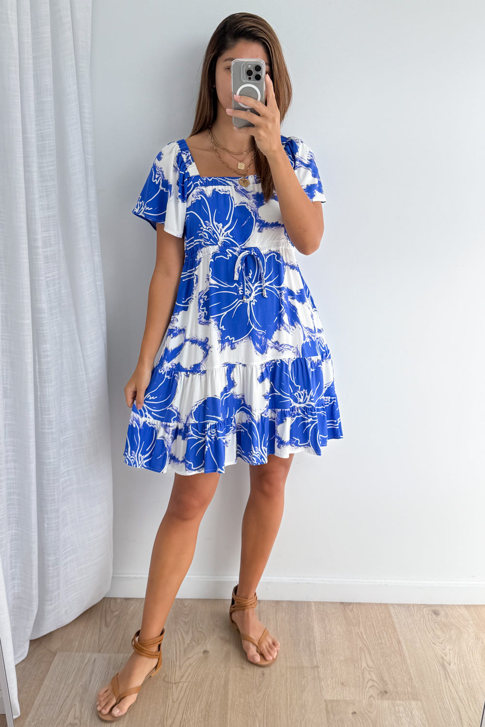 Nell Dress - Blue White Flower - Image 2