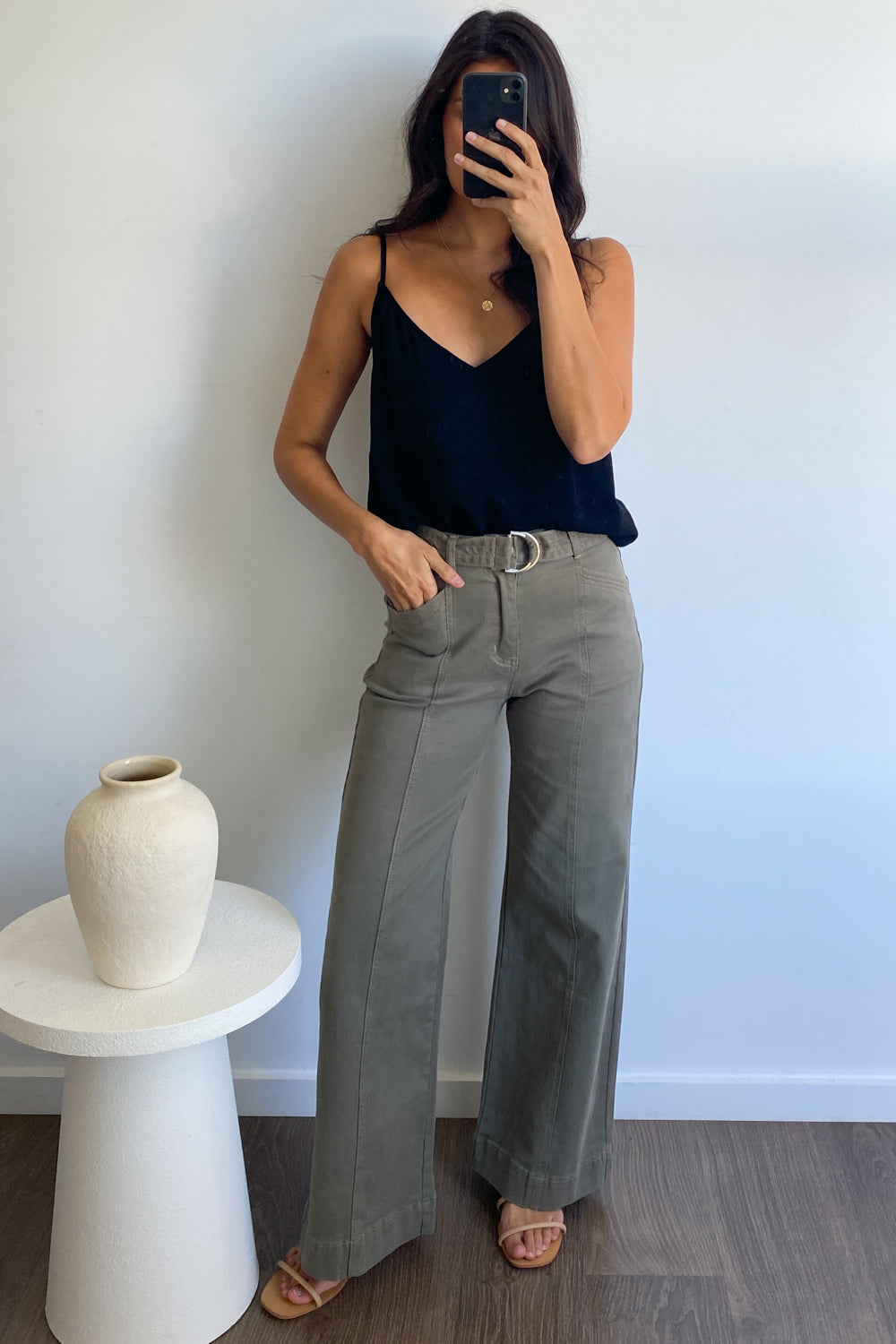 Penny Wide Leg Jeans - Khaki Denim - Image 3