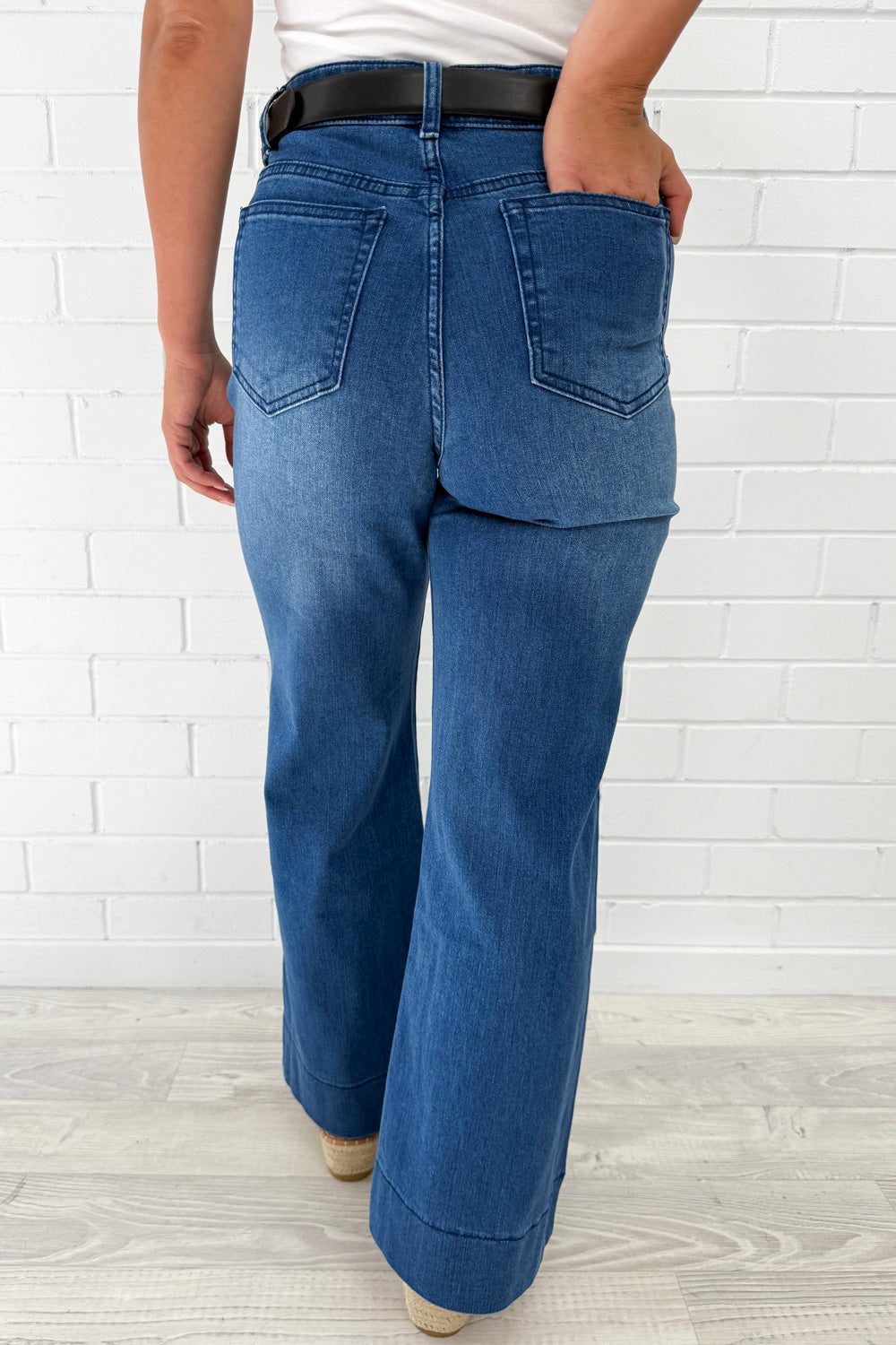 Whitley Petite High Rise Wide Leg Jeans - Dark Denim - Image 4