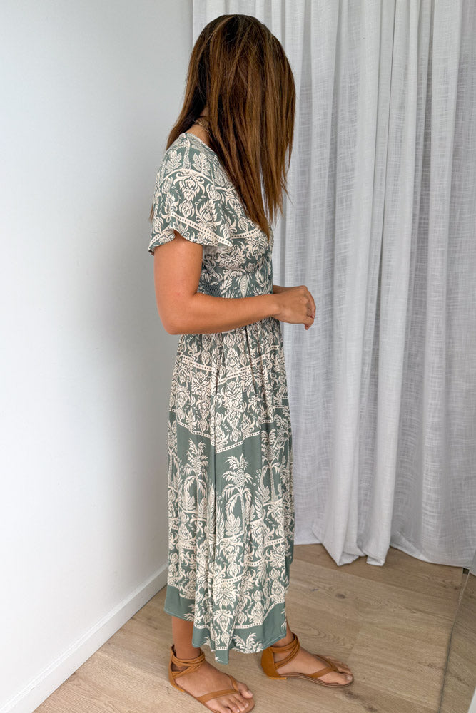 Pip Dress - Green Abstract Palm - Image 3