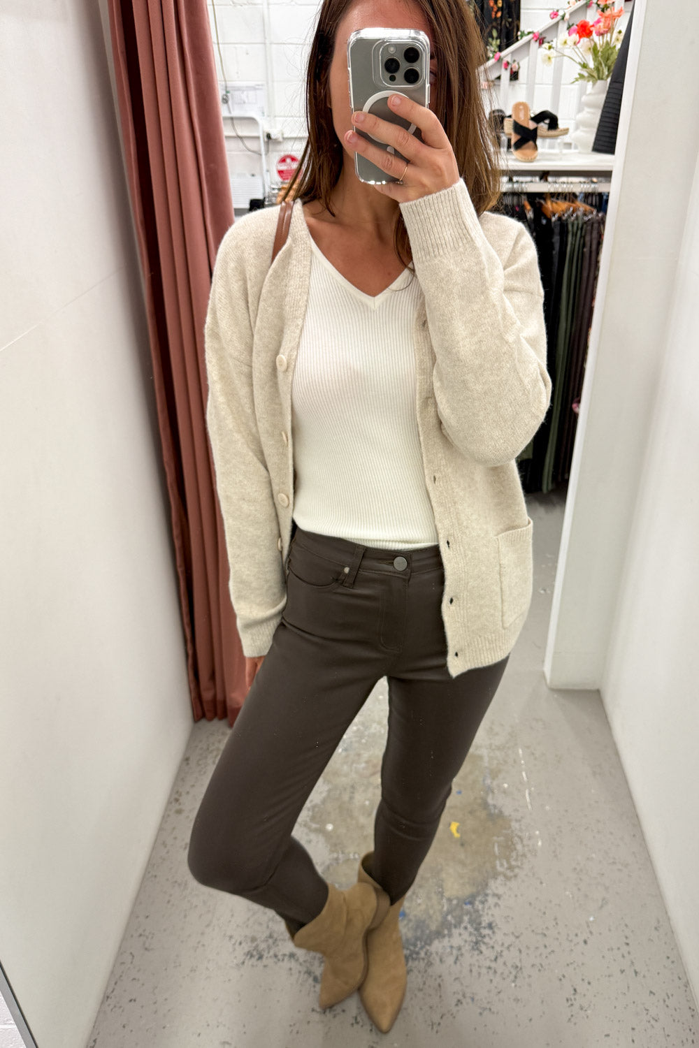 Pippa Wet Look Skinny Jeans - Chocolate - Image 3