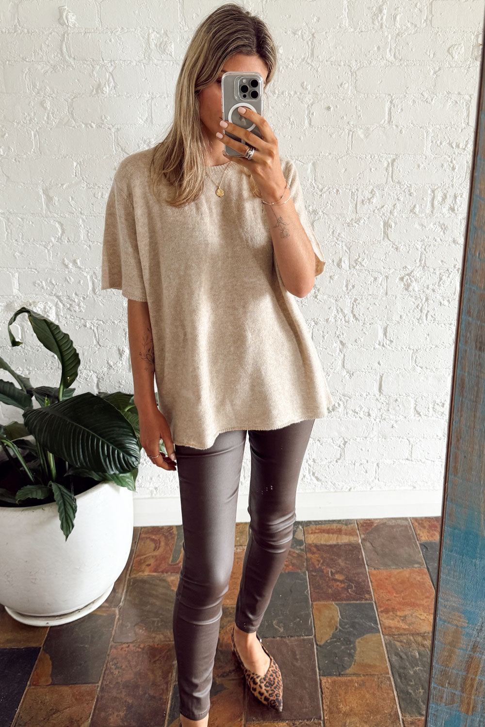 Pippa Wet Look Skinny Jeans - Chocolate - Image 2